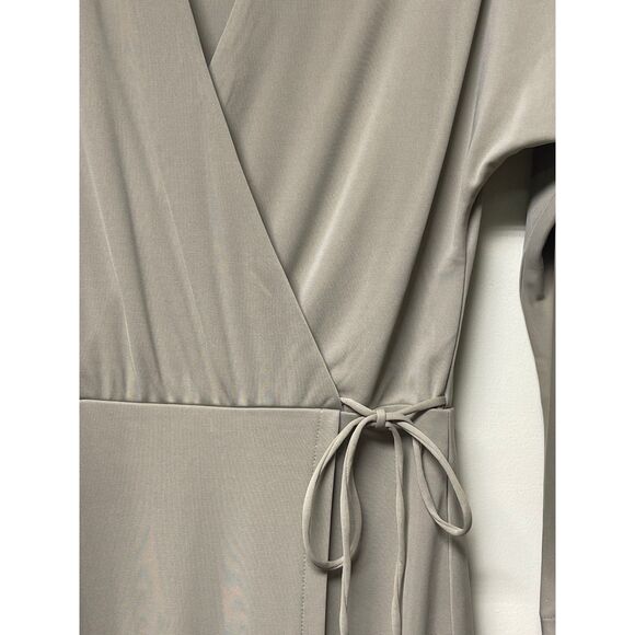 NWT H&M Khaki Faux Wrap Dolman Sleeve Midi Dress, Sz S - Picture 2 of 7